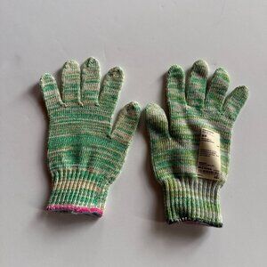 Muji Work Gloves Green & White Striped – Made in Japan – One Size